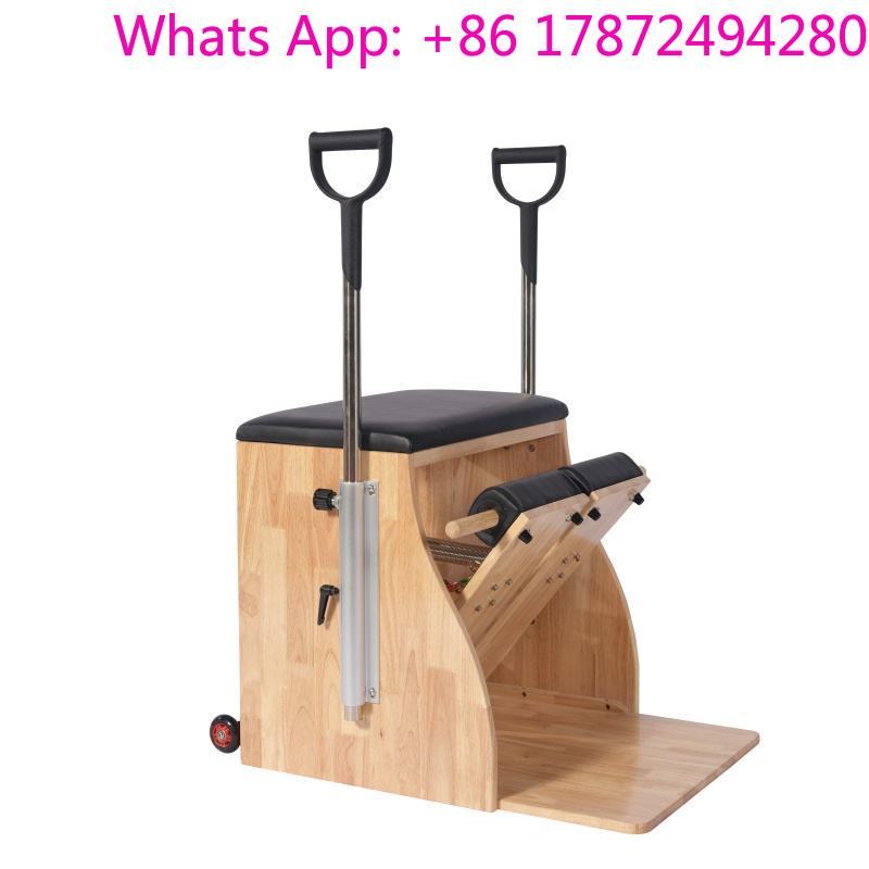 Pilates Yoga Chair - 業務用オーク製ピラティス・ウンダチェア、ヨガスタジオ向け調整可能なステンレススチール製スプリング