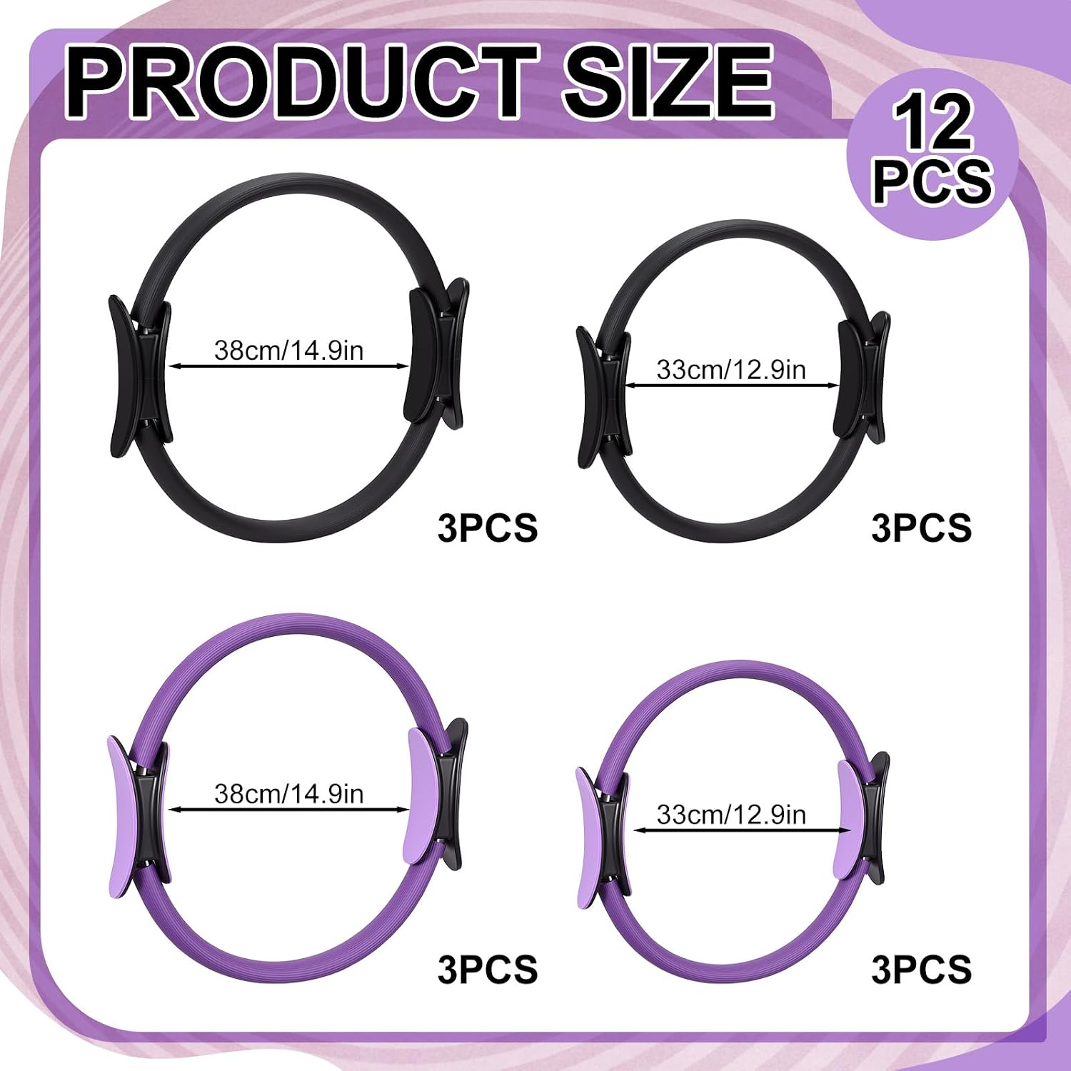 12個入りピラティスリングセット、デュアルサイズマジックサー - Pilates Ring Magic のレビューと価格
