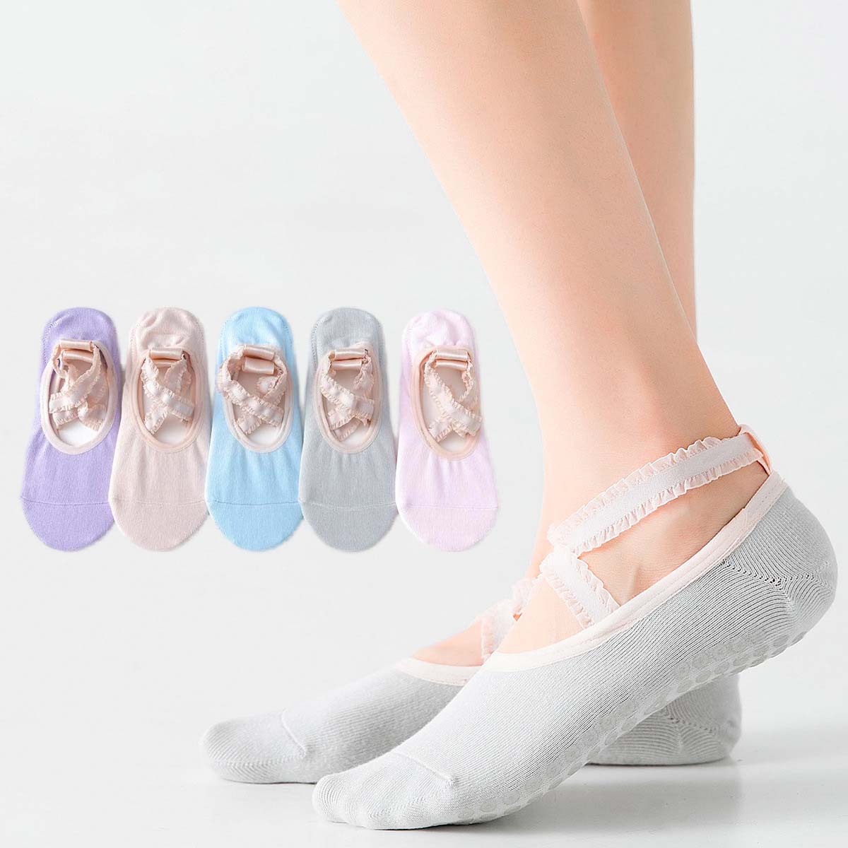 プロフェッショナルソリッドカラーヨガソックスシリコン滑り止め - Yoga Pilates Girl のレビューと価格